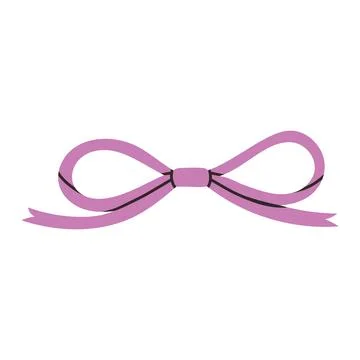 Simple violet bow isolated on white background. Flat vector illustration of cute Stock Illustration