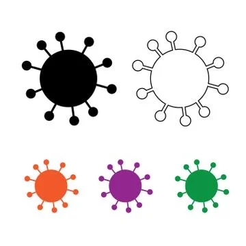 Simple virus icon in different colors. Painted and oultined Stock Illustration