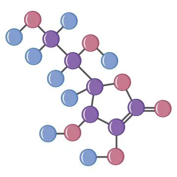 Simple Vitamin C Molecule Structure Stock Illustration