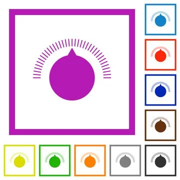 Simple volume control flat framed icons Stock Illustration