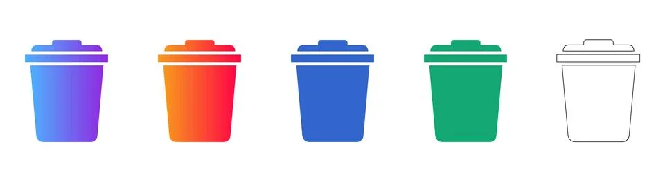 Simple Waste Bin Garbage Disposal Icons Stock Illustration