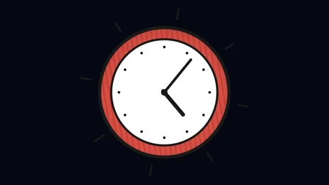 Simple watch. analog clock illustration with orange frame on dark Stock Footage 339045777