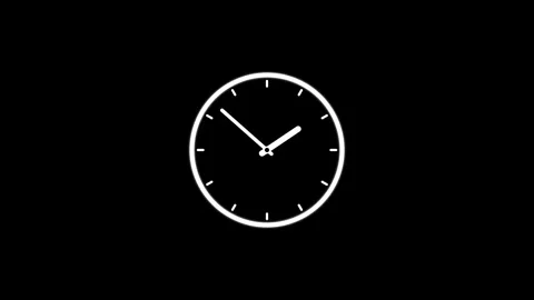 Simple watch. Minimalist white analog clock face on solid black background Stock Footage 339045549
