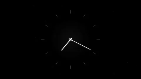 Simple watch. Minimalist white analog clock face on black background Stock Footage 339045553