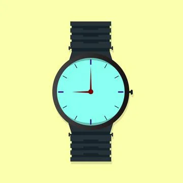 Simple watch vector design isolated on yellow background Stock Illustration