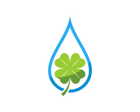 Simple water drop with leaf clover inside Stock Illustration