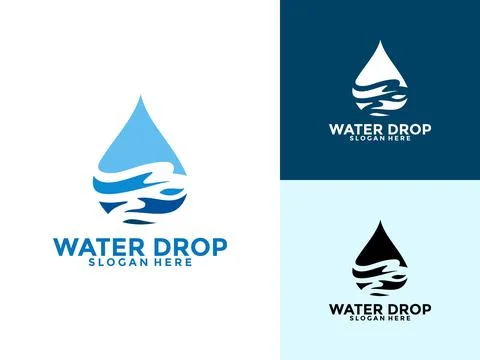 Simple water drop logo vector, Water Drop logo design template Stock Illustration