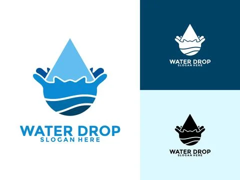 Simple water drop logo vector, Water Drop logo design template Stock Illustration