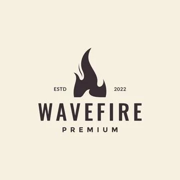 Simple wave and fire flame hipster logo design vector graphic symbol icon i.. Stock Illustration