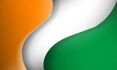 Simple wavy 3d shape with shadow effect in orange white and green for ivory.. Illustrazione stock