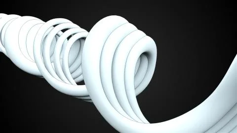 Simple wavy bend lines are in space, 3d render computer generated background Stock Illustration