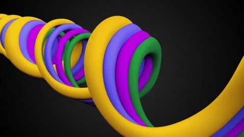 Simple wavy bend lines are in space, 3d render computer generated background Illustrazione stock