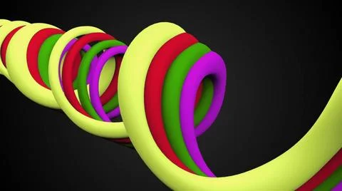 Simple wavy bend lines are in space, 3d render computer generated backgrou... Stock Photos