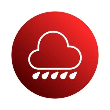 A Simple Weather Icon Showcasing a Cloud with Raindrops on a Red Gradient B.. Stock Illustration