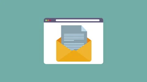 Simple web browser window, Envelope with documents 2d Animation with Alpha Matte 動画素材 335917908