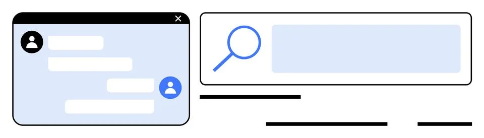 Simple Web Interface with Search and Chat Elements イラスト素材