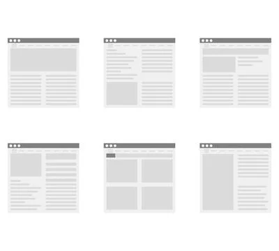 Simple web page ui and ux, flat design window with news Stock Illustration