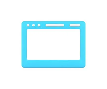 Simple website 3d icon tablet screen button vector illustration. Web page dis Stock Illustration