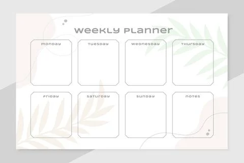 Simple weekly planner template to-do list organizer Stock Illustration