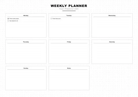 Simple Weekly Planner Template Stock Illustration
