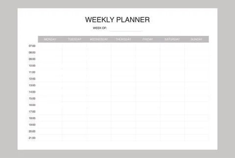 Simple Weekly Planner template, weekly schedule Stock Illustration