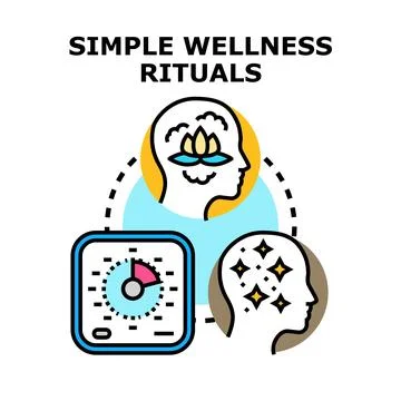 Simple wellness rituals for balanced mind and optimal lifestyle Stock Illustration