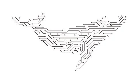 Simple whale shape made of circuit board Stock Illustration