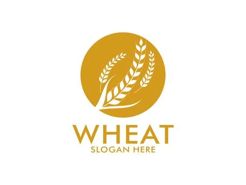 Simple wheat grain vector icon logo design Illustrazione stock