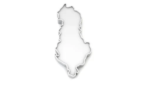 Simple white 3D map of Albania. 3D Rendering Stock Illustration
