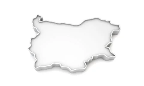 Simple white 3D map of Bulgaria. 3D Rendering Stock Illustration