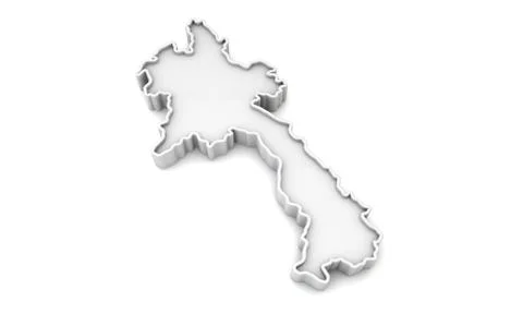 Simple white 3D map of Laos. 3D Rendering 스톡 일러스트