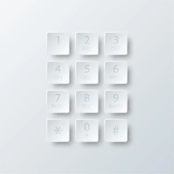 Simple white 3d number dial square button paper for website presentation cove Stock Illustration
