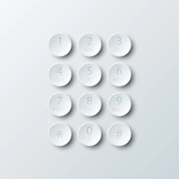 Simple white 3d number dial button paper for website presentation cover poste Stock Illustration