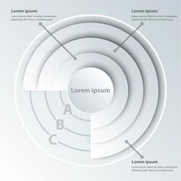Simple white 3d paper circle in four layer topics for website presentation .. Stock Illustration