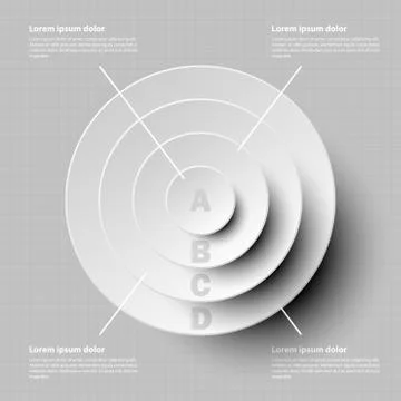 Simple white 3d paper circle in four layer topic for website presentation c.. Stock Illustration