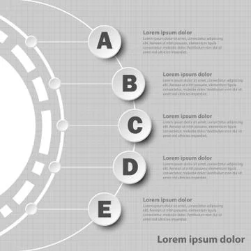 Simple white 3d paper circle five topics for website presentation cover pos.. Stock Illustration