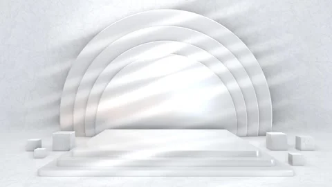 Simple white abstract 3D render round half circle shape pedestal podium bac.. Video stock 317645422