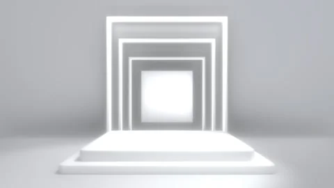 Simple white abstract 3D render square cube frame shape pedestal podium bac.. Video stock 317645425