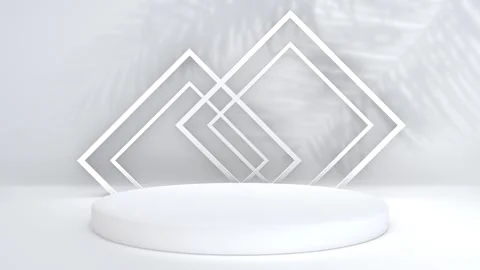 Simple white abstract 3D render geometric diamond square shapes pedestal po.. Stock Footage 317645445