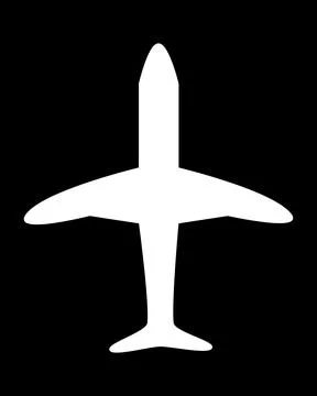Simple White Airplane Silhouette Vector Stock Illustration
