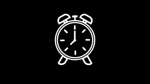 Simple White Alarm Clock on Black Background Stock Footage 306586669