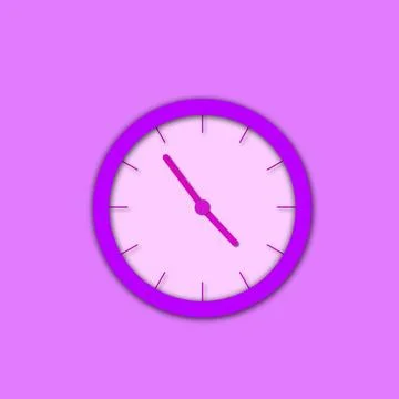 Simple white analog clock on a solid pink background Stock Illustration
