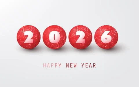 Simple White and Red New Year Card, Cover or Background Design, Vector Temp.. Stock Illustration