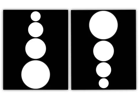 Simple white balloons from small to large on a black background Stock Illustration