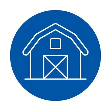 Simple White Barn Icon on a Blue Background for Agricultural Designs Stock Illustration
