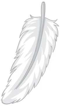 Simple White Bird Feather Vector Illustration Isolated on White Background Stock Illustration