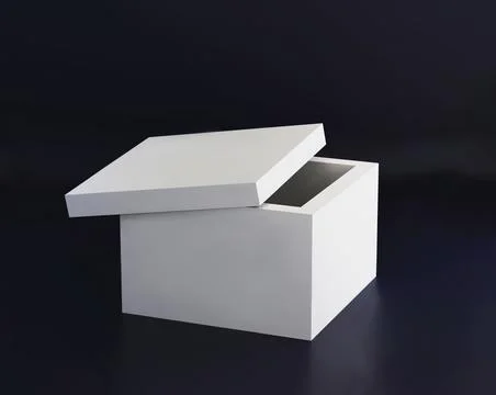 Simple white blank cardboard open box with lid, 3d rendered Illustrazione stock