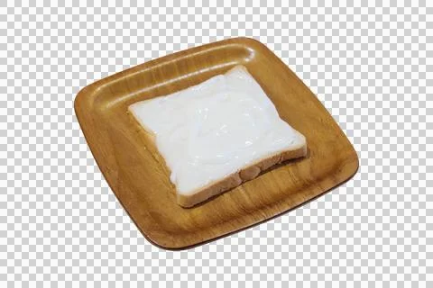 Simple White Bread Topped with Smooth Yogurt Cream Stock Photos