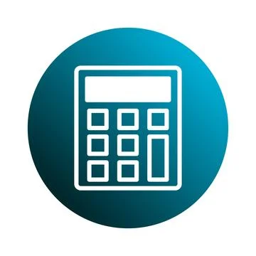 A Simple White Calculator Icon on a Blue Gradient Background Depicting Fina.. Stock Illustration