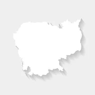 Simple white Cambodia map on gray background, vector, illustration, eps 10 fi Stock Illustration